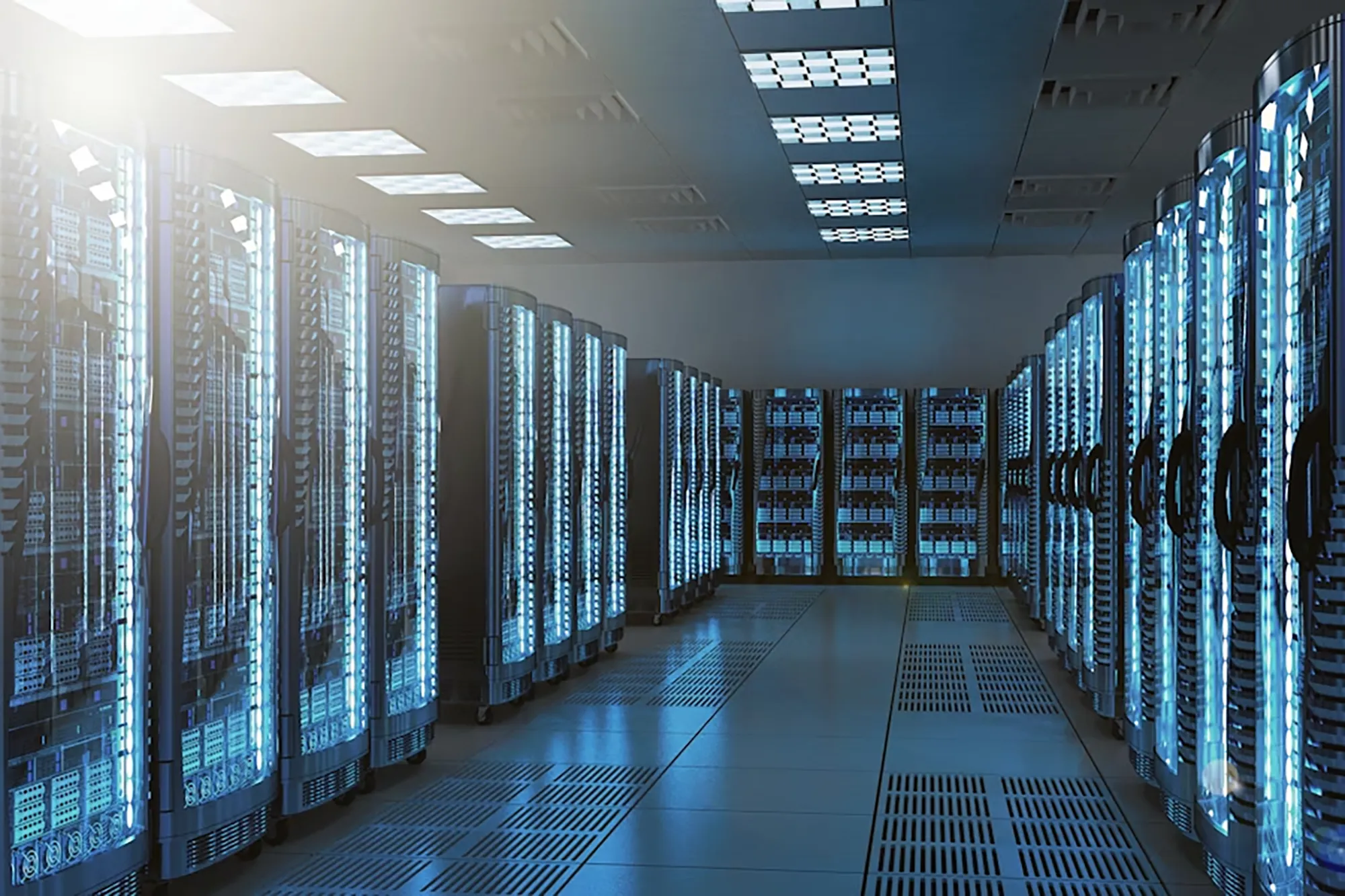 Ein Raum voller Technischen Schaltschränken / Servern