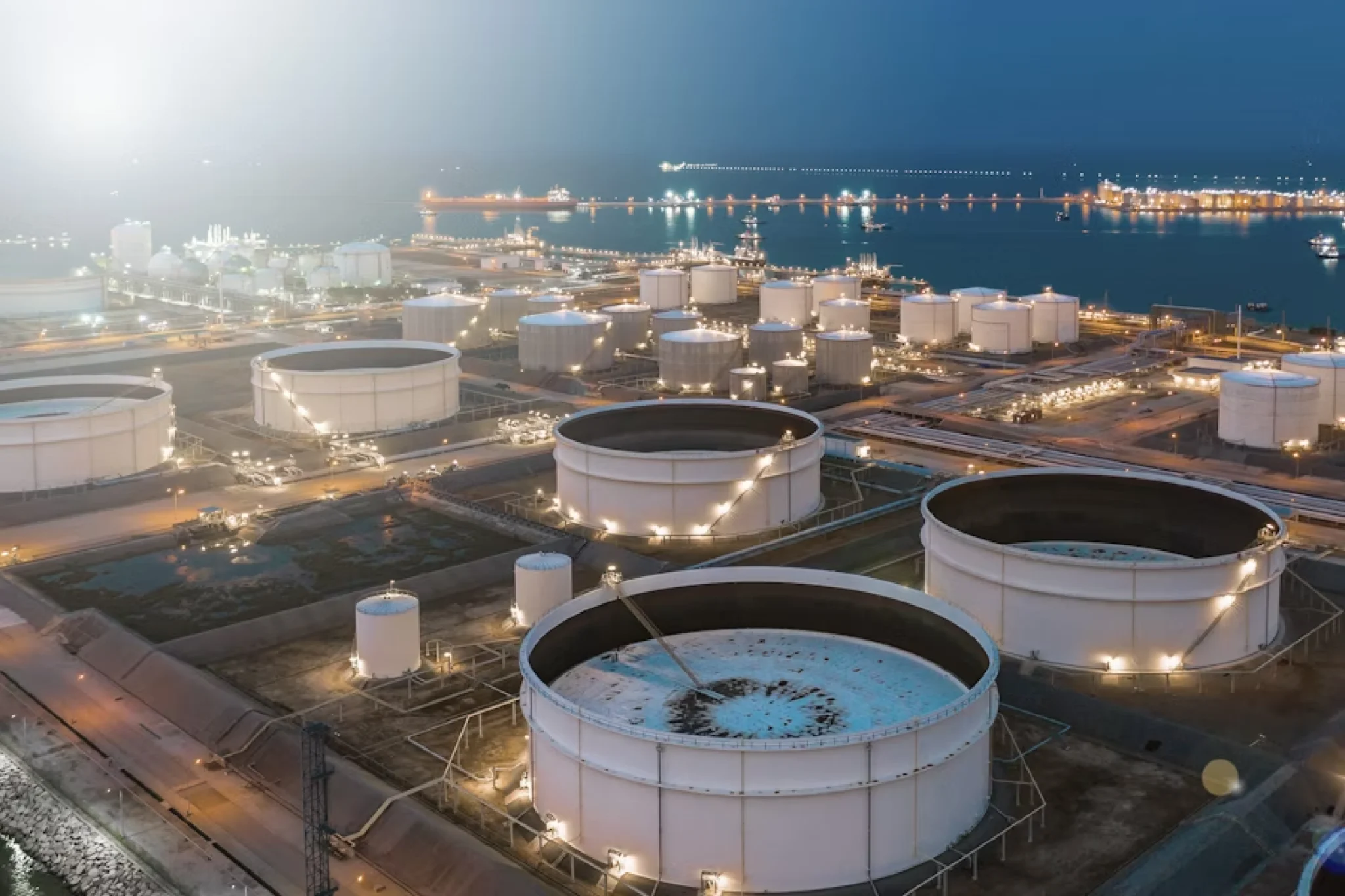 Ein Luftbild von Tankheizungen