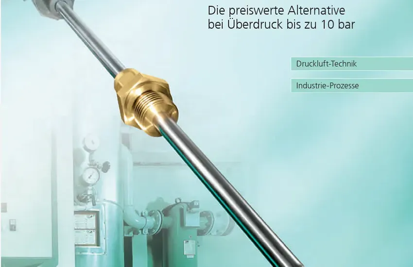 Strömungssensor mit silbernen Stab mit goldenem Schraubverschluss